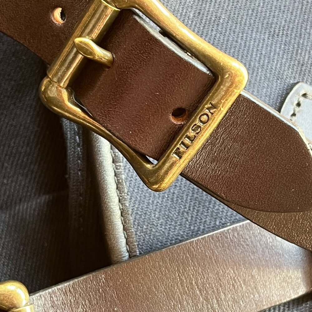 Filson Navy Canvas Field Bag with Leather Accents - Picture 4 of 12